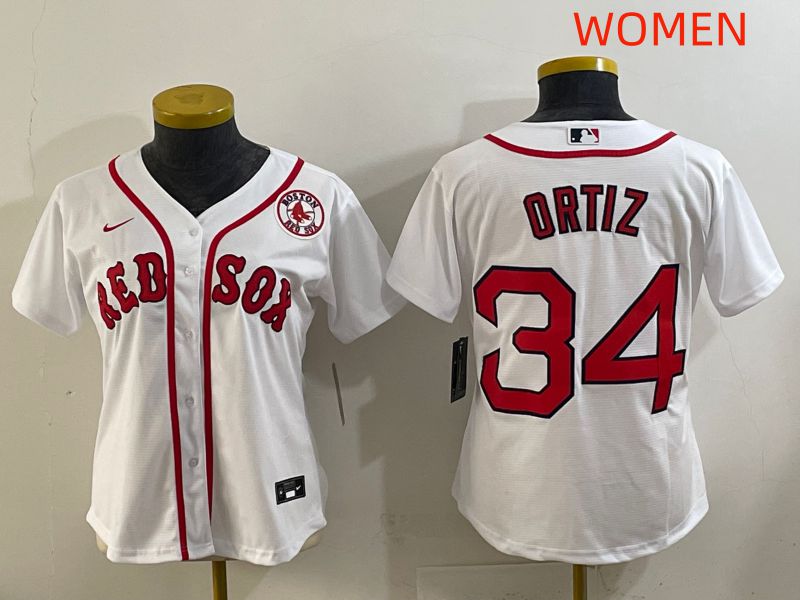Women 2025 Boston Red Sox 34 Ortiz White Game Nike MLB Jersey style 7